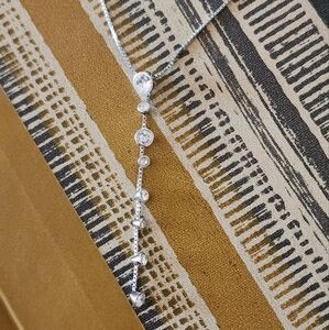 Swarovski Clear Crystals Floating Stones Tassel Chain Pendant Necklace Y